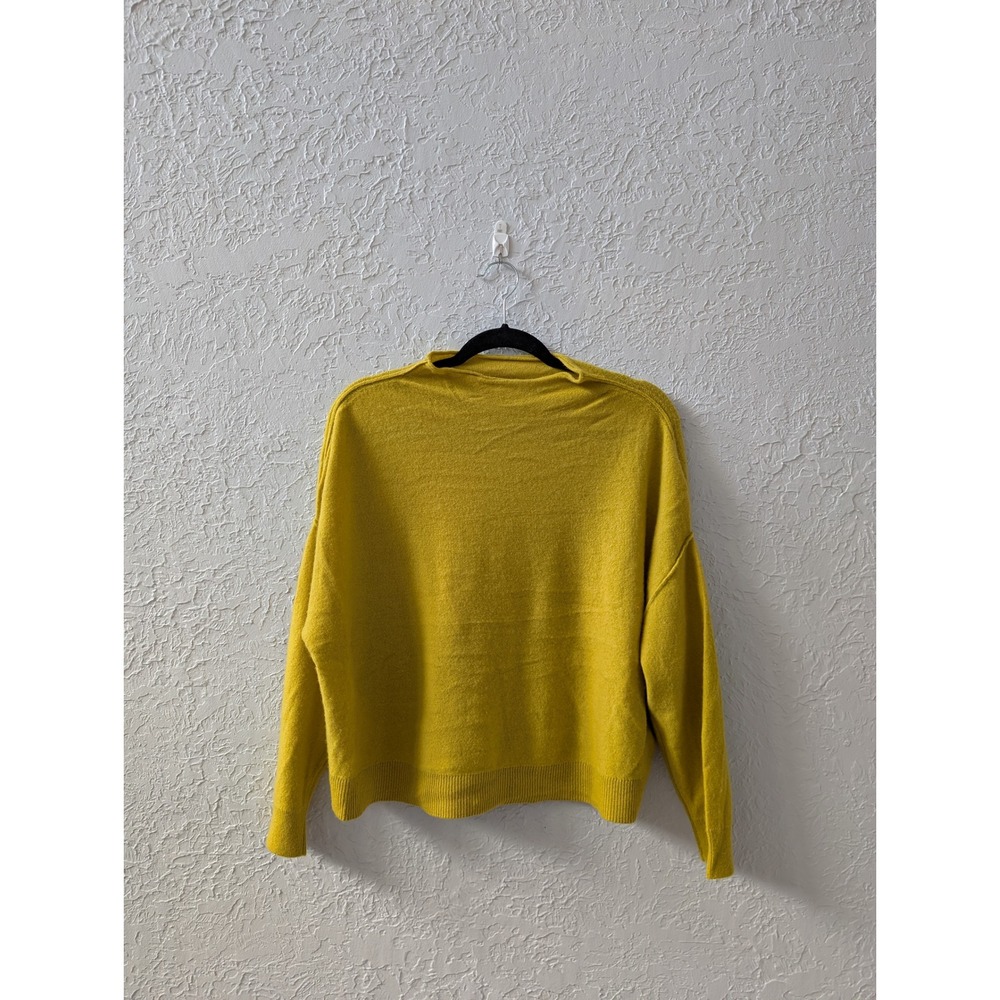 Pilcro Sweater Women 1X 100% Cashmere Mustard Yellow Mock Neck Boxy Knit